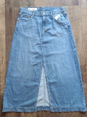 NWT Gap Skirt Maxi Icon Denim Split Front Boho Retro Preppy Size 14